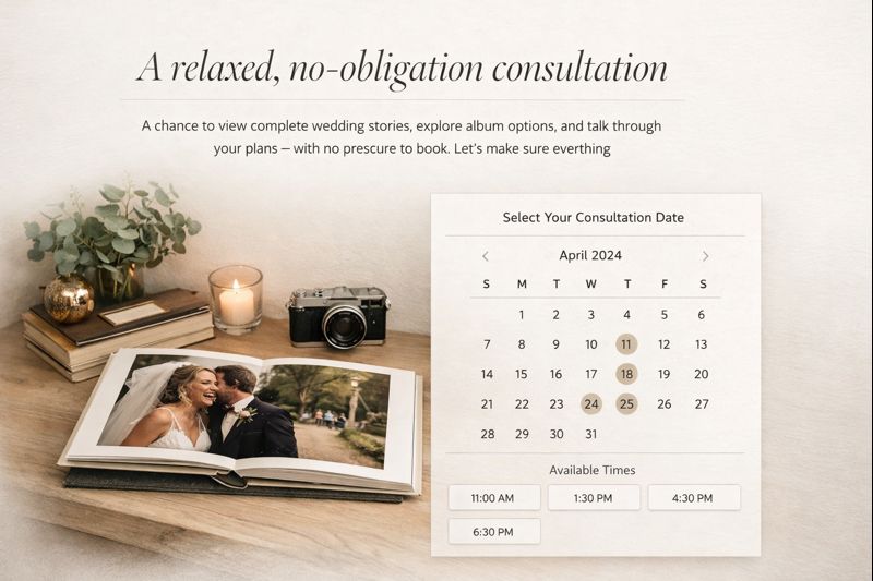 Arrange a relaxed consultation — in person or online  | No_obligation_wedding_photography_consultation.png