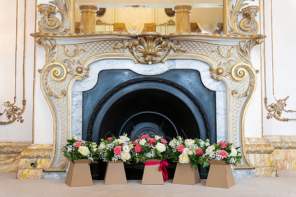 Wedding flowers and details at Gosfield Hall