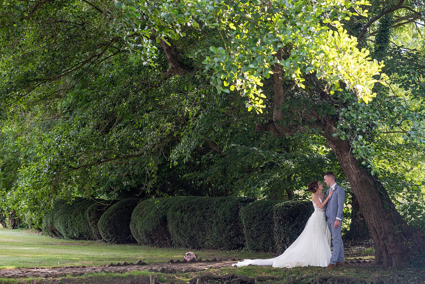 Evening wedding photography at Leez Priory