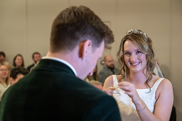 Indoor wedding ceremony at Haycock Manor Hotel