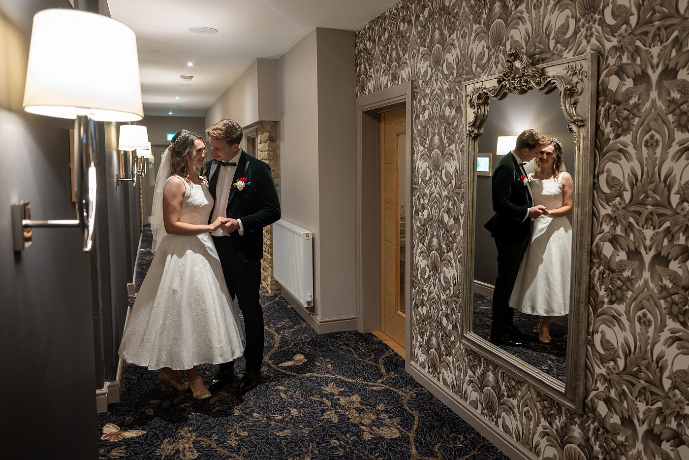 Evening wedding celebration at Haycock Manor Hotel
